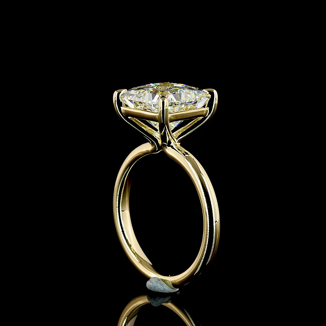 5.19 Cts 14k Yellow Gold Princess Shape Solitaire Ring - Image 2