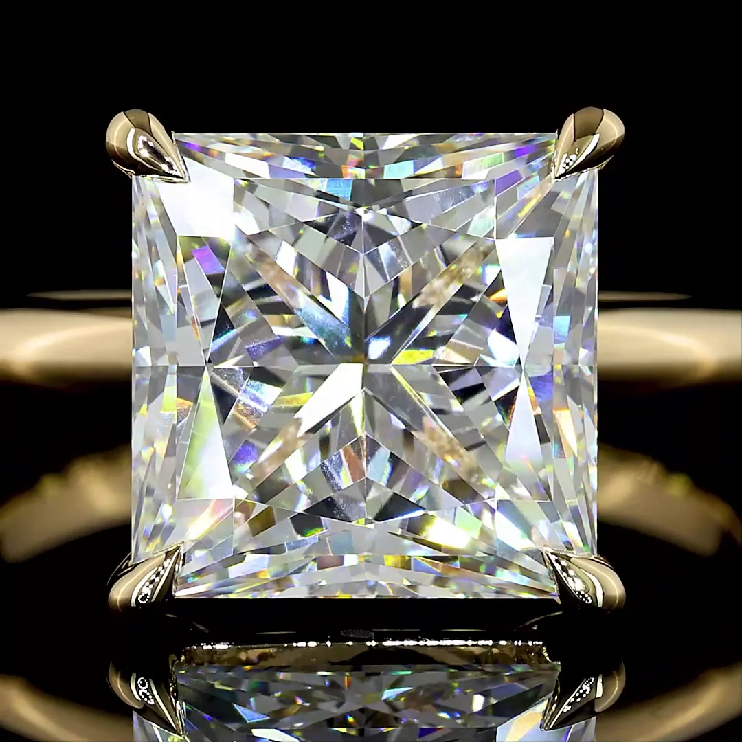 5.19 Cts 14k Yellow Gold Princess Shape Solitaire Ring - Image 3