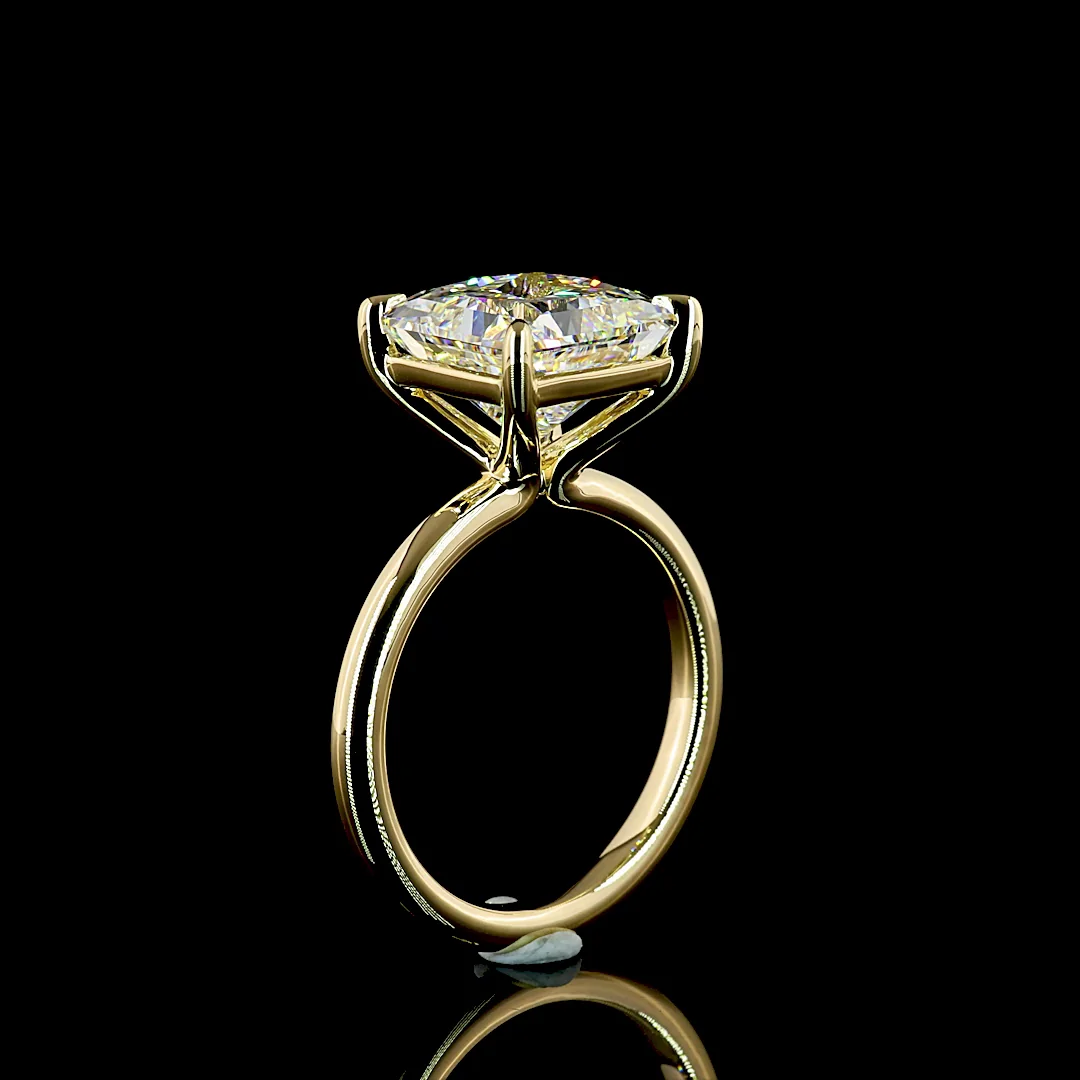5.19 Cts 14k Yellow Gold Princess Shape Solitaire Ring - Image 4