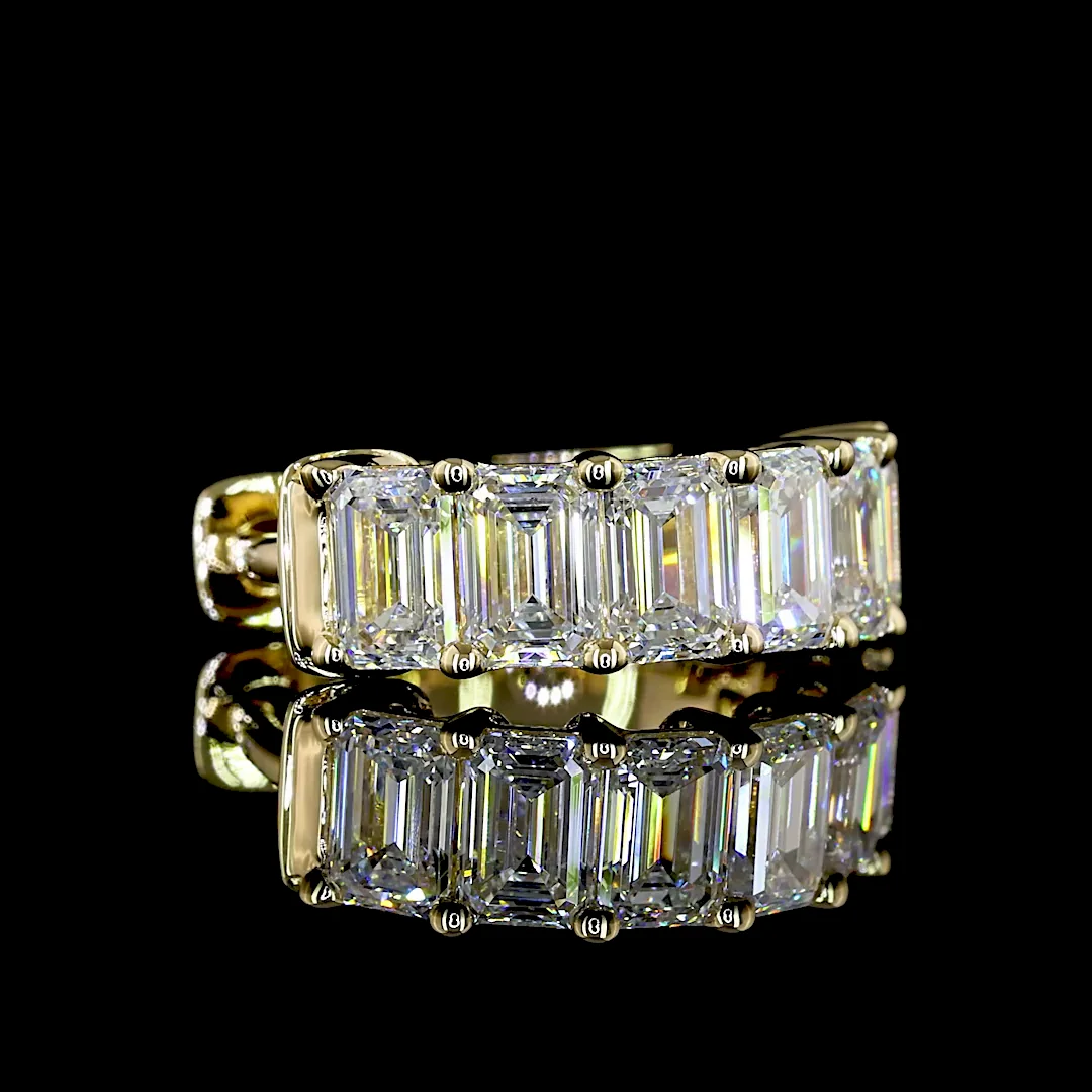 2.05 Cts 14k Yellow Gold Emerald Shape Huggies Earring - Image 2