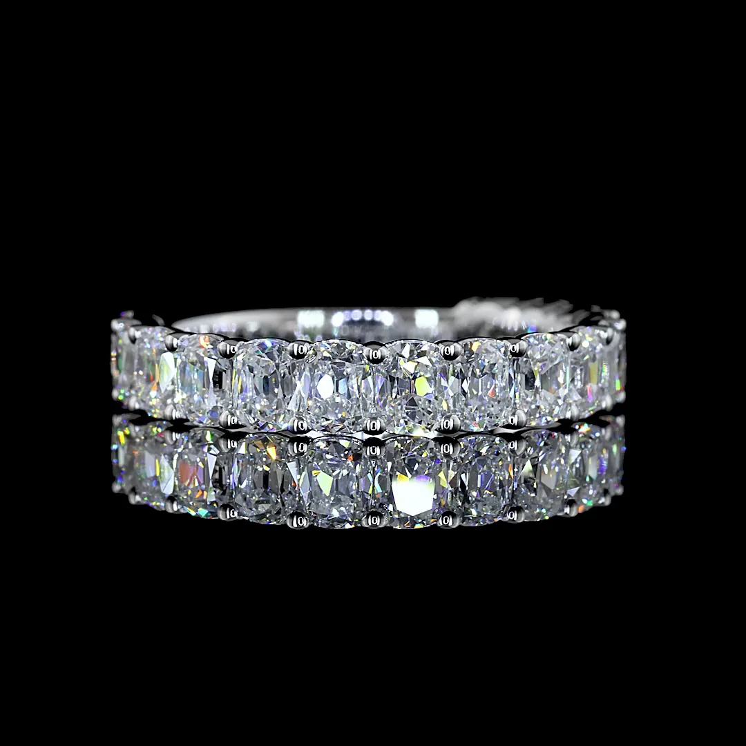 2.1 Cts 14k White Gold Antique Cushion Shape 3/4 Band Eternity Band - Video