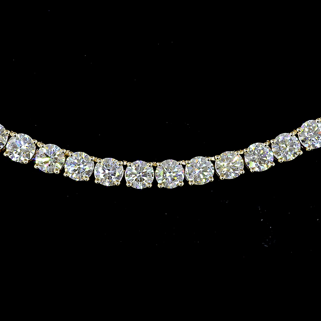 10.8 Cts 14k Yellow Gold Round Shape Tennis Necklace - Image 3