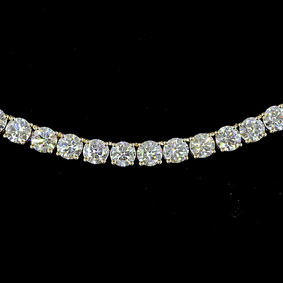10.8 Cts 14k Yellow Gold Round Shape Tennis Necklace - Image 3