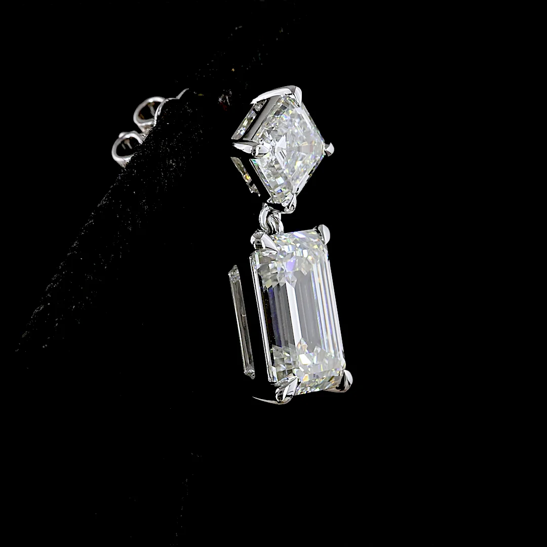 8.21 Cts 14k White Gold Mix Shape Hanging Earring - Image 4