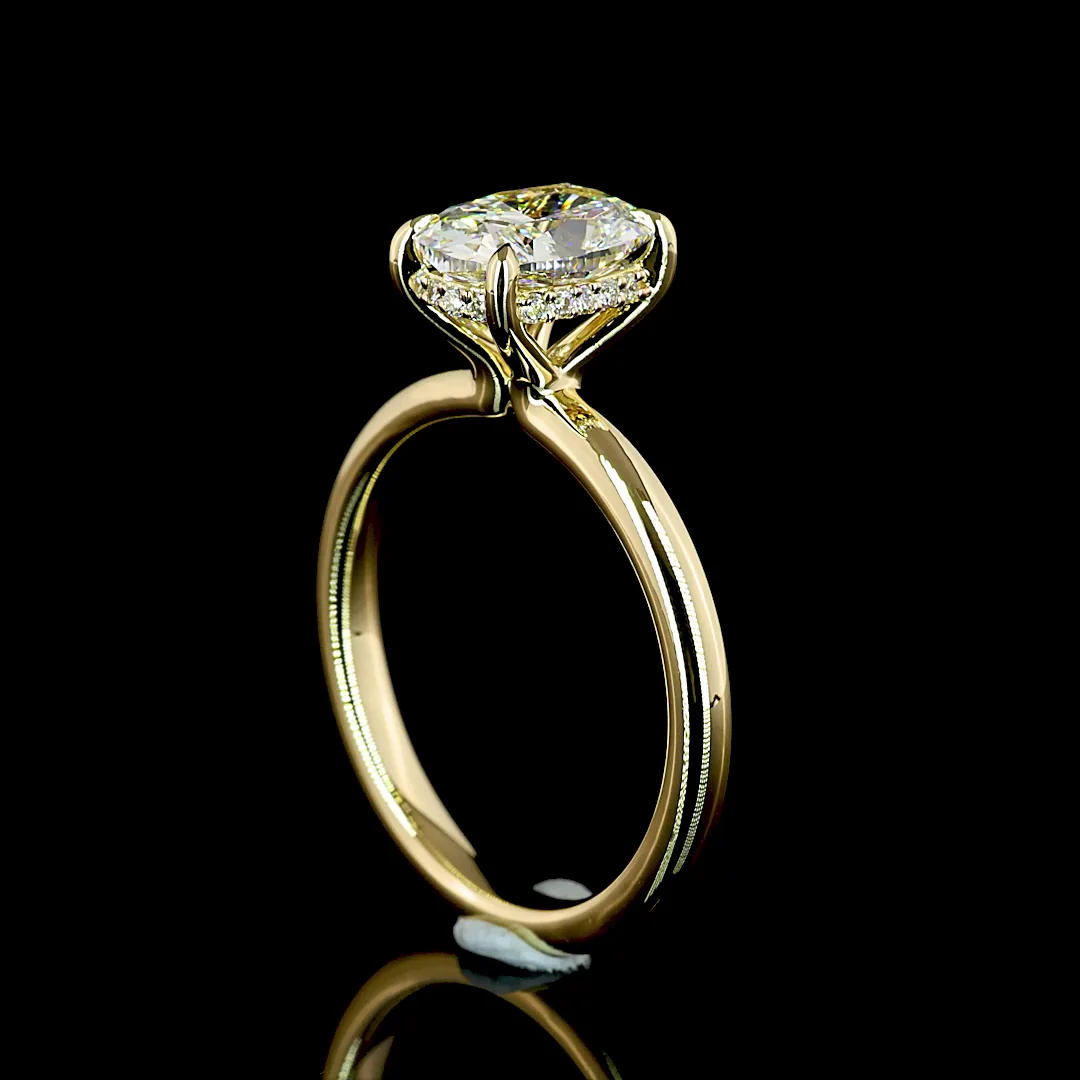 1.59 Cts 14k Yellow Gold Cushion Modified Shape Hidden Halo Ring - Image 2