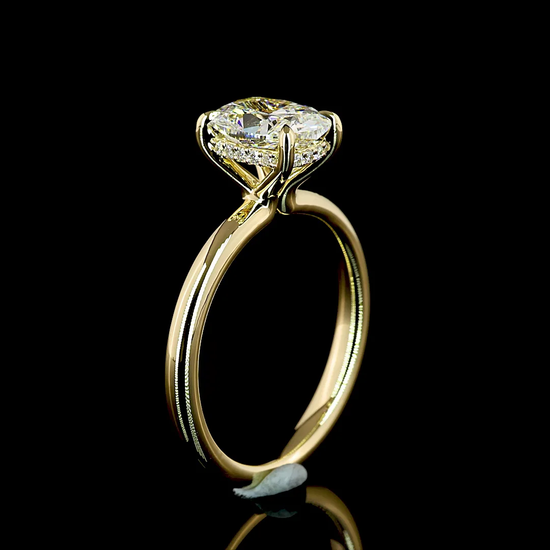 1.59 Cts 14k Yellow Gold Cushion Modified Shape Hidden Halo Ring - Image 4
