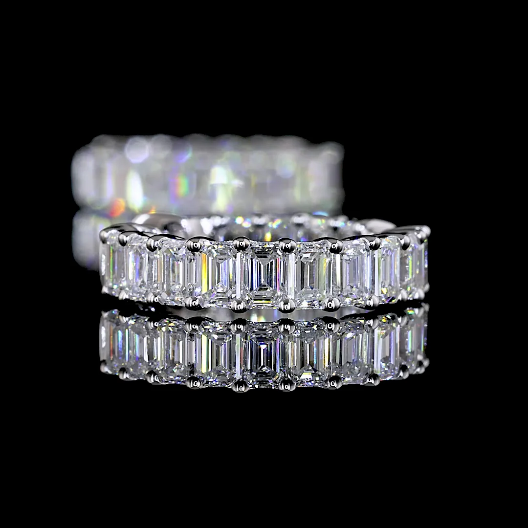 1.56 Cts 14k White Gold Emerald Shape Huggies Earring - Image 2