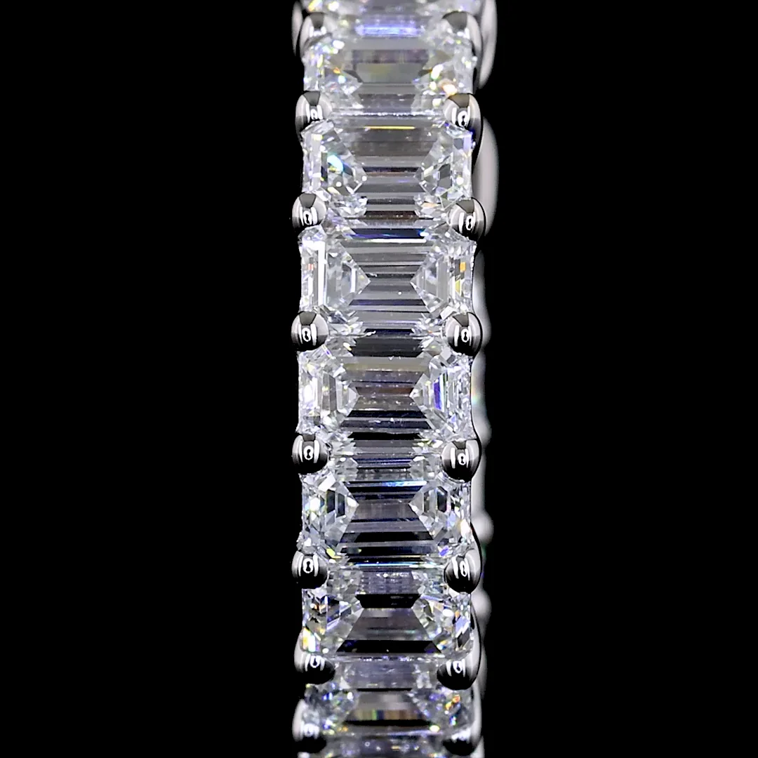 1.56 Cts 14k White Gold Emerald Shape Huggies Earring - Image 3