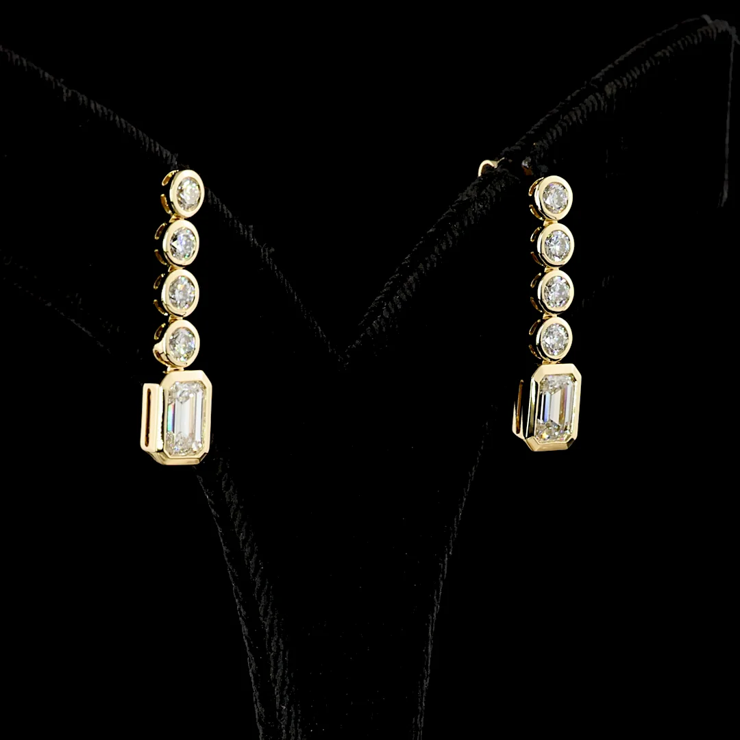 2.55 Cts 14k Yellow Gold Mix Shape Hanging Earring - Image 2