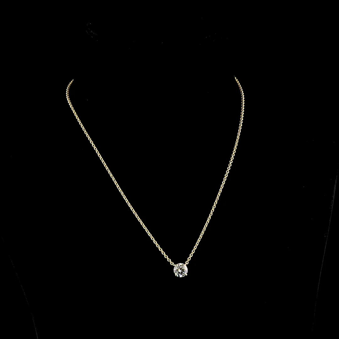 1.51 Cts 14k Yellow Gold Round Shape Solitaire Pendant - Video