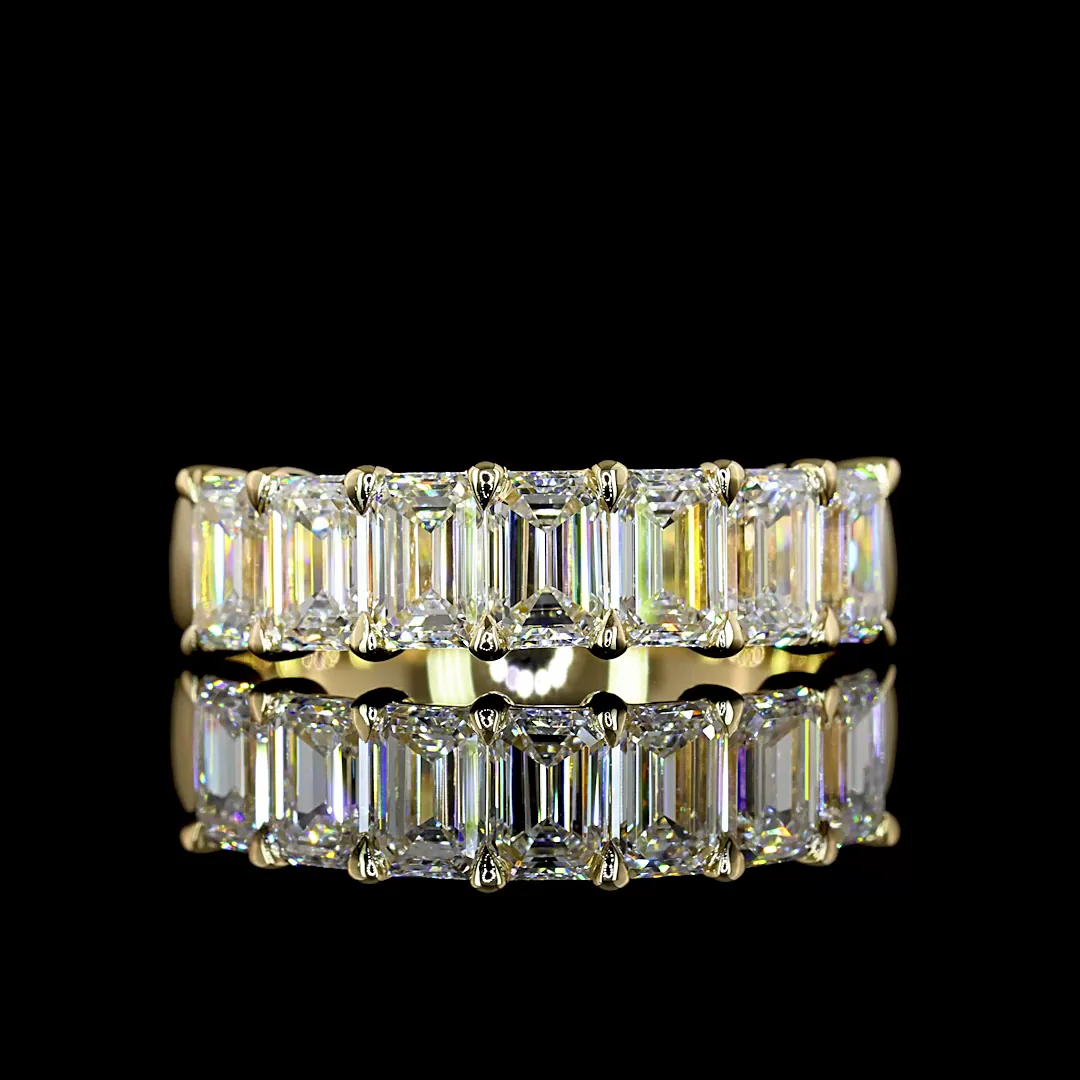 2.07 Cts 14k Yellow Gold Emerald Shape 7 Stones Eternity Band - Video
