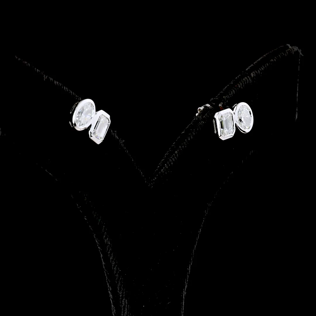 1.96 Cts 14k White Gold Mix Shape Studs Earring - Image 2
