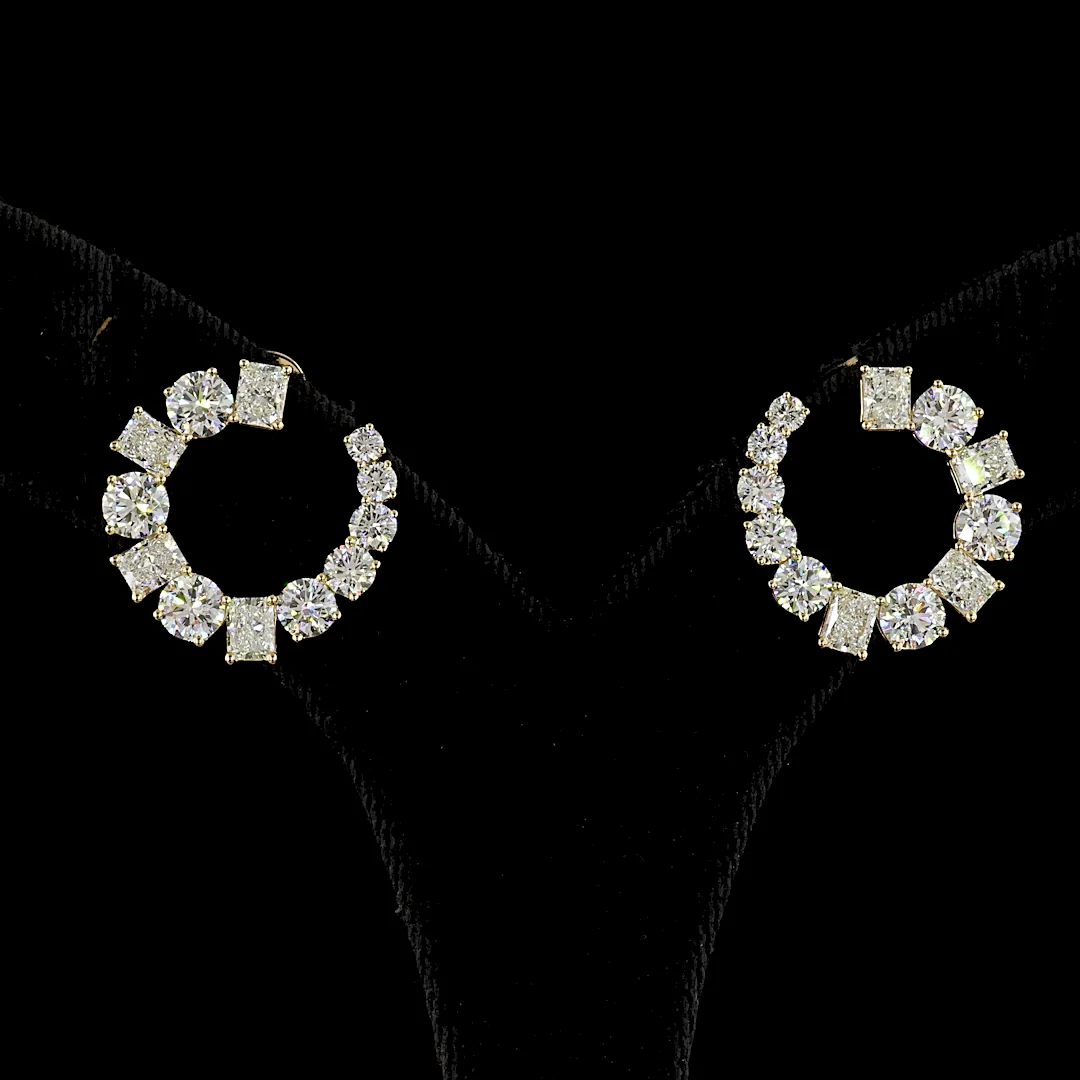 5.31 Cts 18k Yellow Gold Mix Shape Crawler Earring - Video