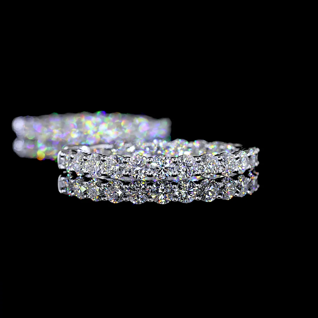 3.31 Cts 14k White Gold Round Shape Hoops Earring - Image 2