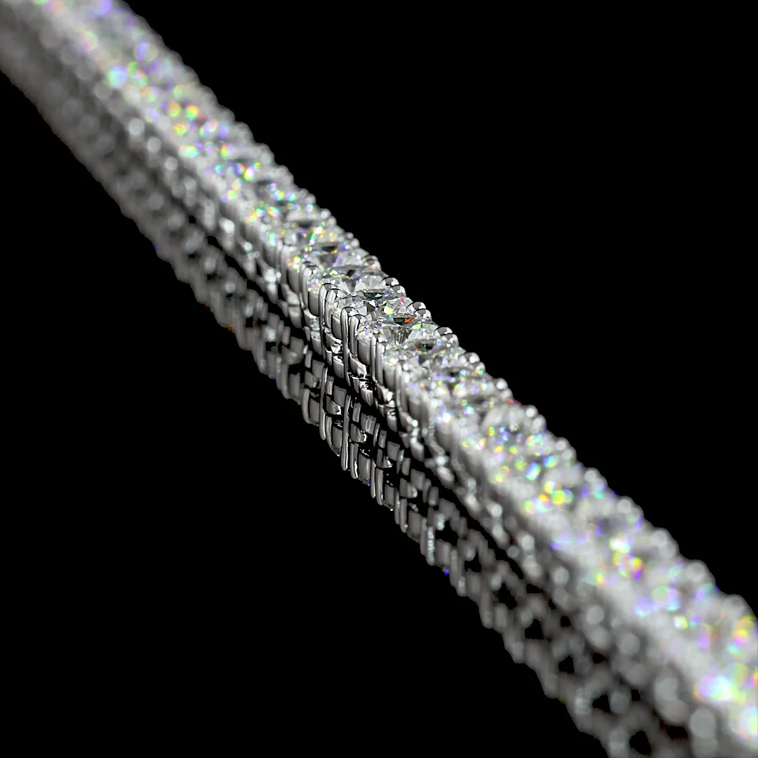 12.56 Cts 14k White Gold Round Shape Tennis Necklace - Image 2