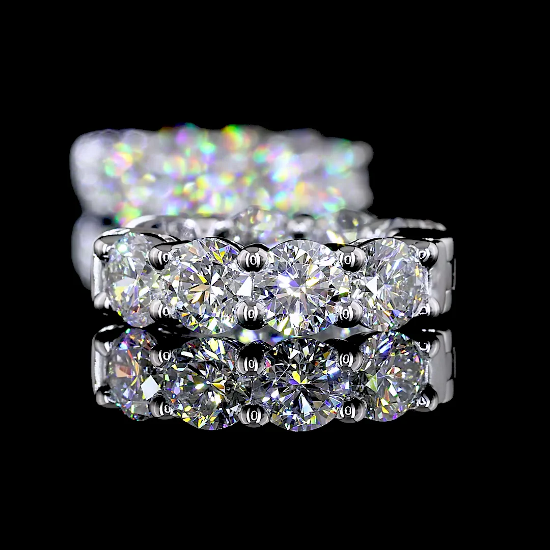 2.88 Cts 14k White Gold Round Shape Huggies Earring - Image 2