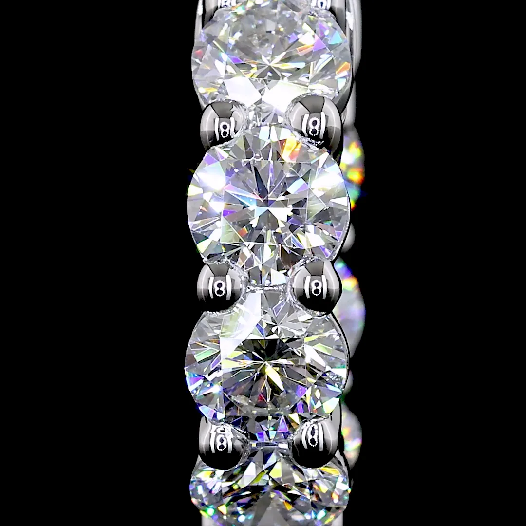 2.88 Cts 14k White Gold Round Shape Huggies Earring - Image 3