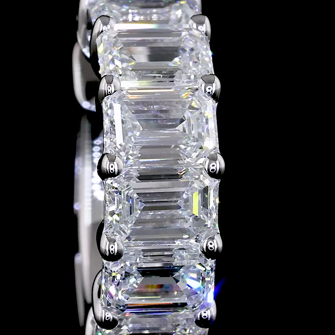 2.03 Cts 14k White Gold Emerald Shape Huggies Earring - Image 3