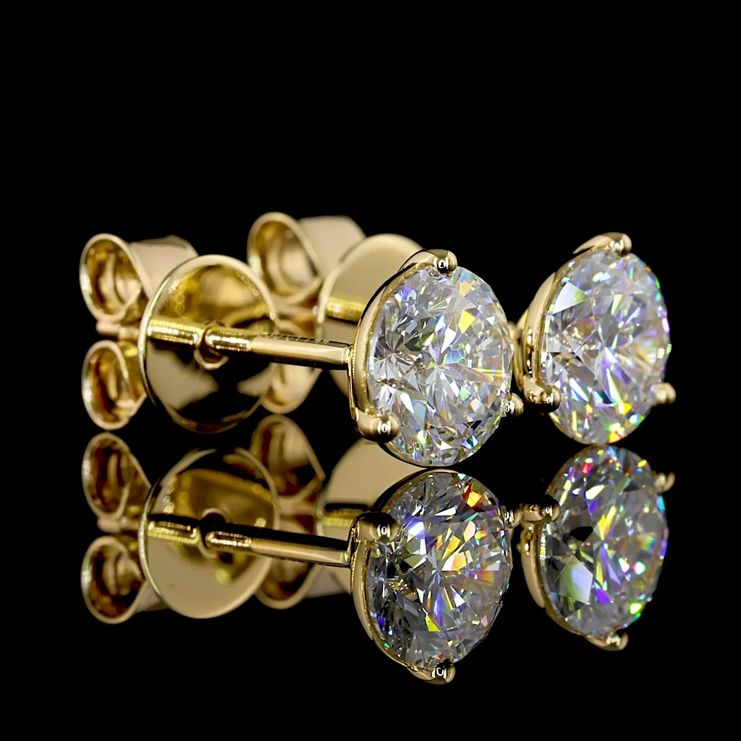 1.44 Cts 18k Yellow Gold Round Shape Martini Earring - Image 3