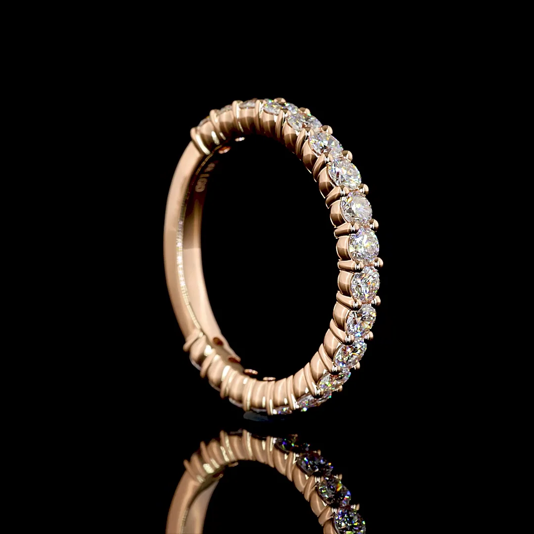 0.82 Cts 14k Rose Gold Round Shape 3/4 Band Eternity Band - Image 2