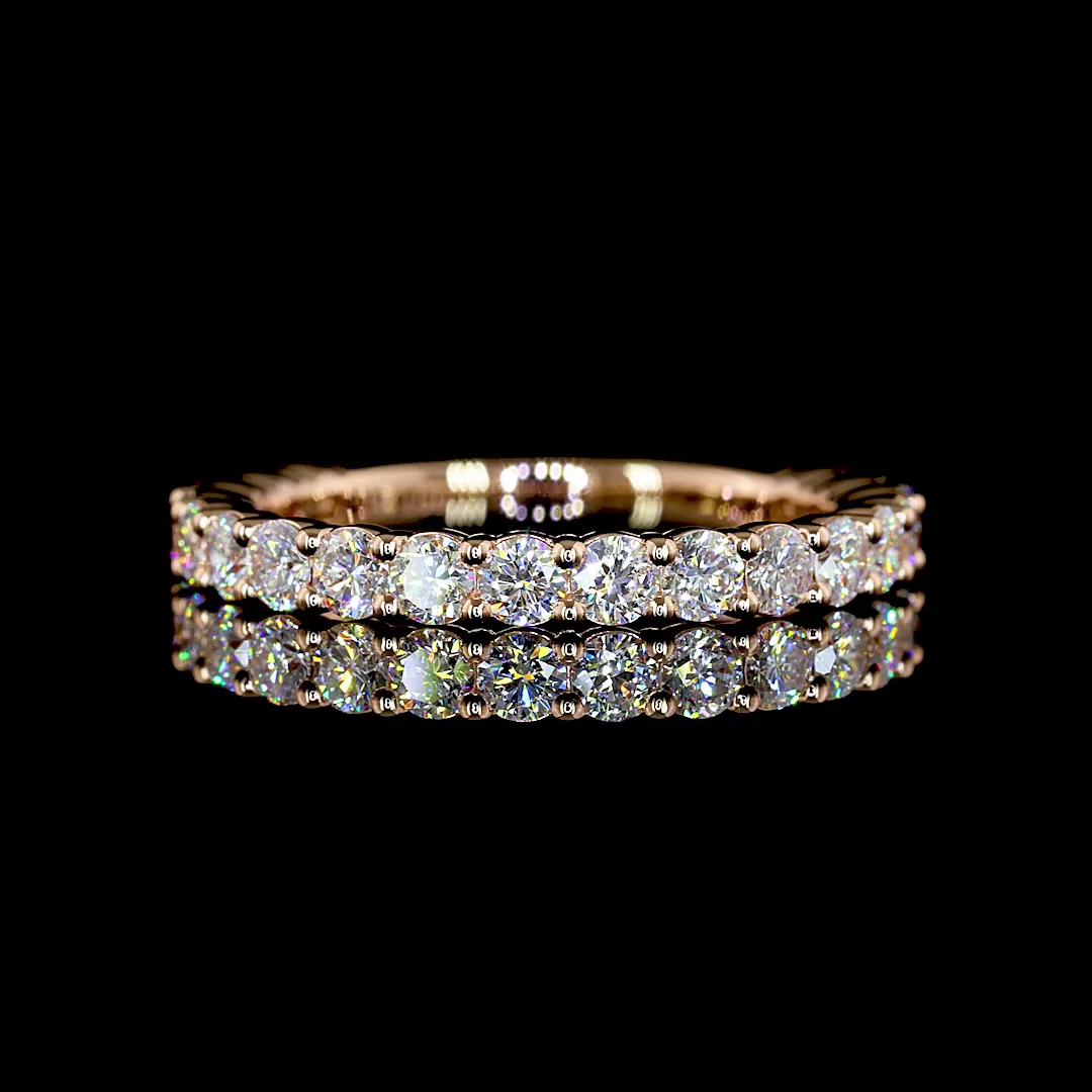 0.82 Cts 14k Rose Gold Round Shape 3/4 Band Eternity Band - Video