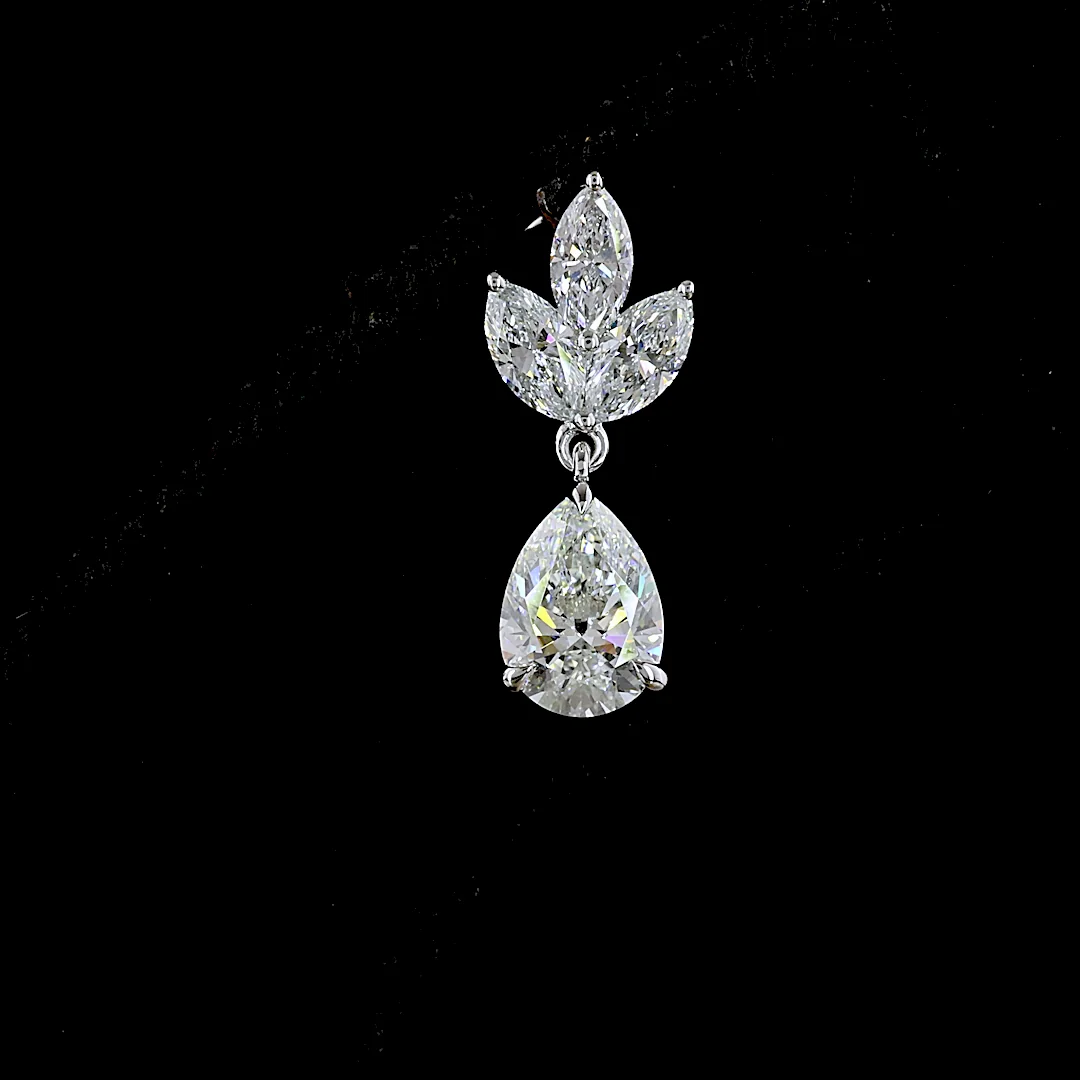 1.99 Cts 14k White Gold Mix Shape Hanging Earring - Image 3