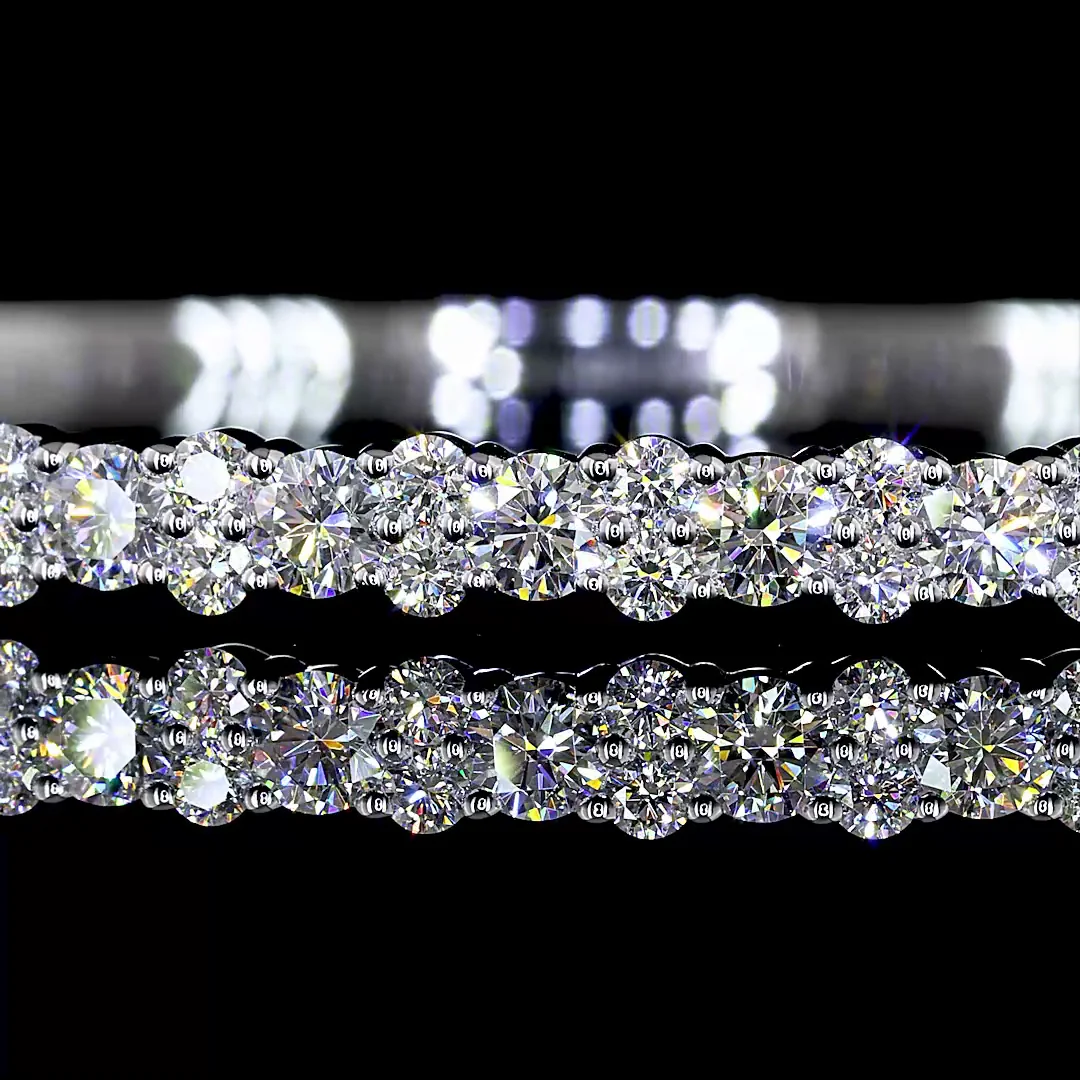 2.55 Cts 14k White Gold Round Shape Bangles Bracelet - Image 2