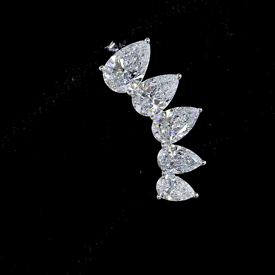 2.68 Cts 14k White Gold Pear Shape Crawler Earring - Image 3