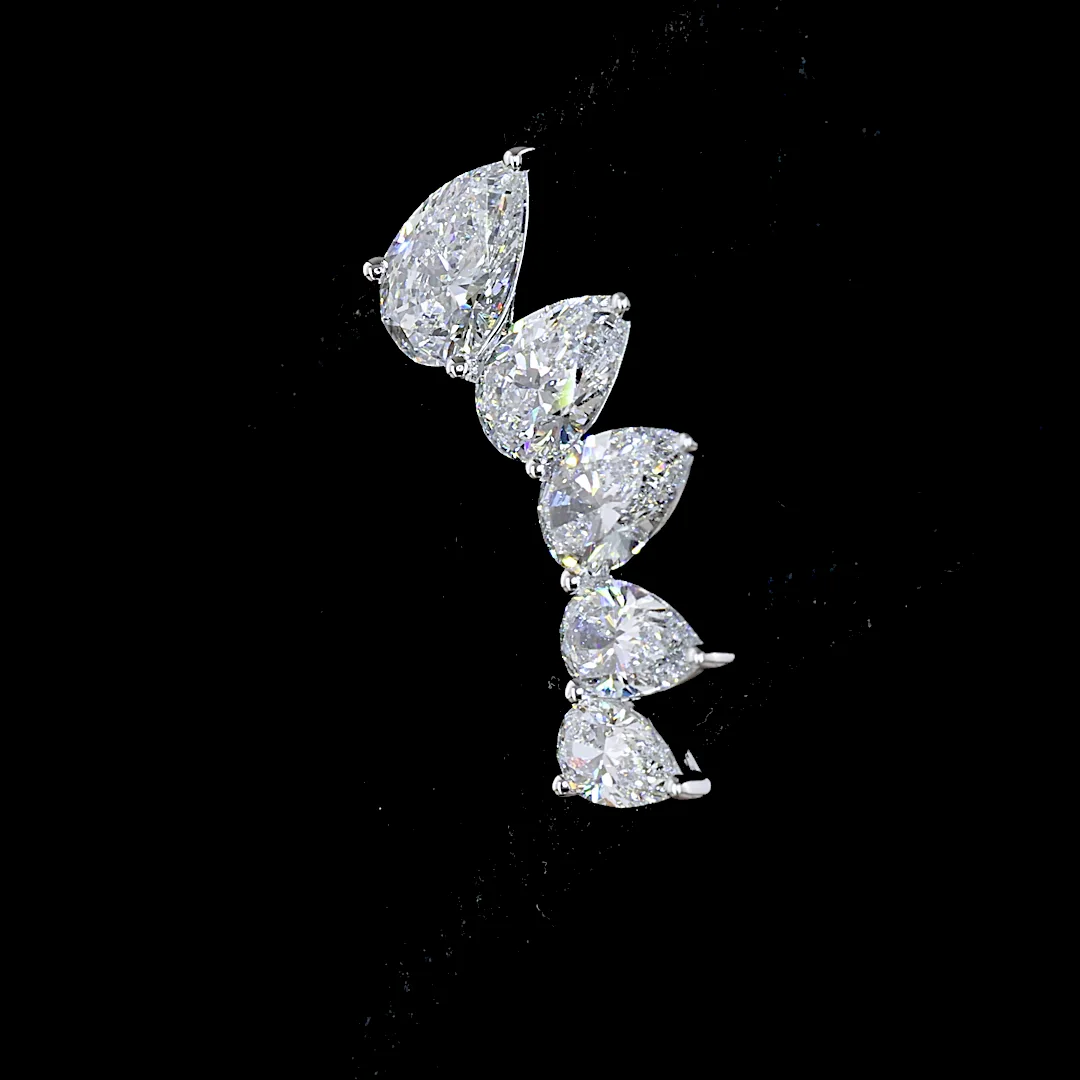2.68 Cts 14k White Gold Pear Shape Crawler Earring - Image 4