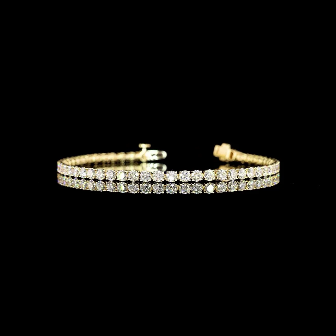 7.7 Cts 14k Yellow Gold Round Shape Tennis Bracelet - Video
