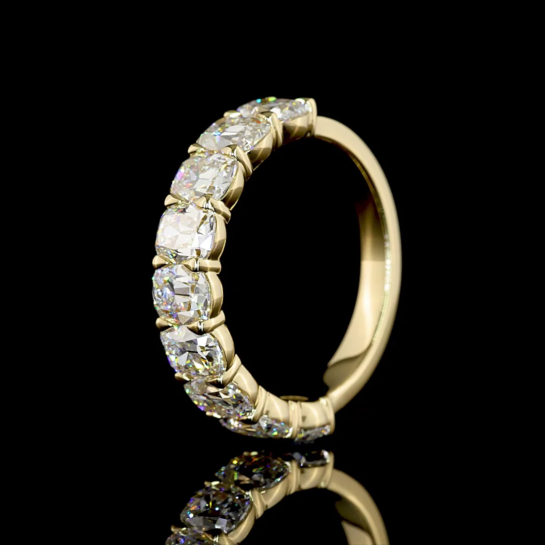 3.25 Cts 14k Yellow Gold Antique Cushion Shape Half Eternity Eternity Band - Image 4