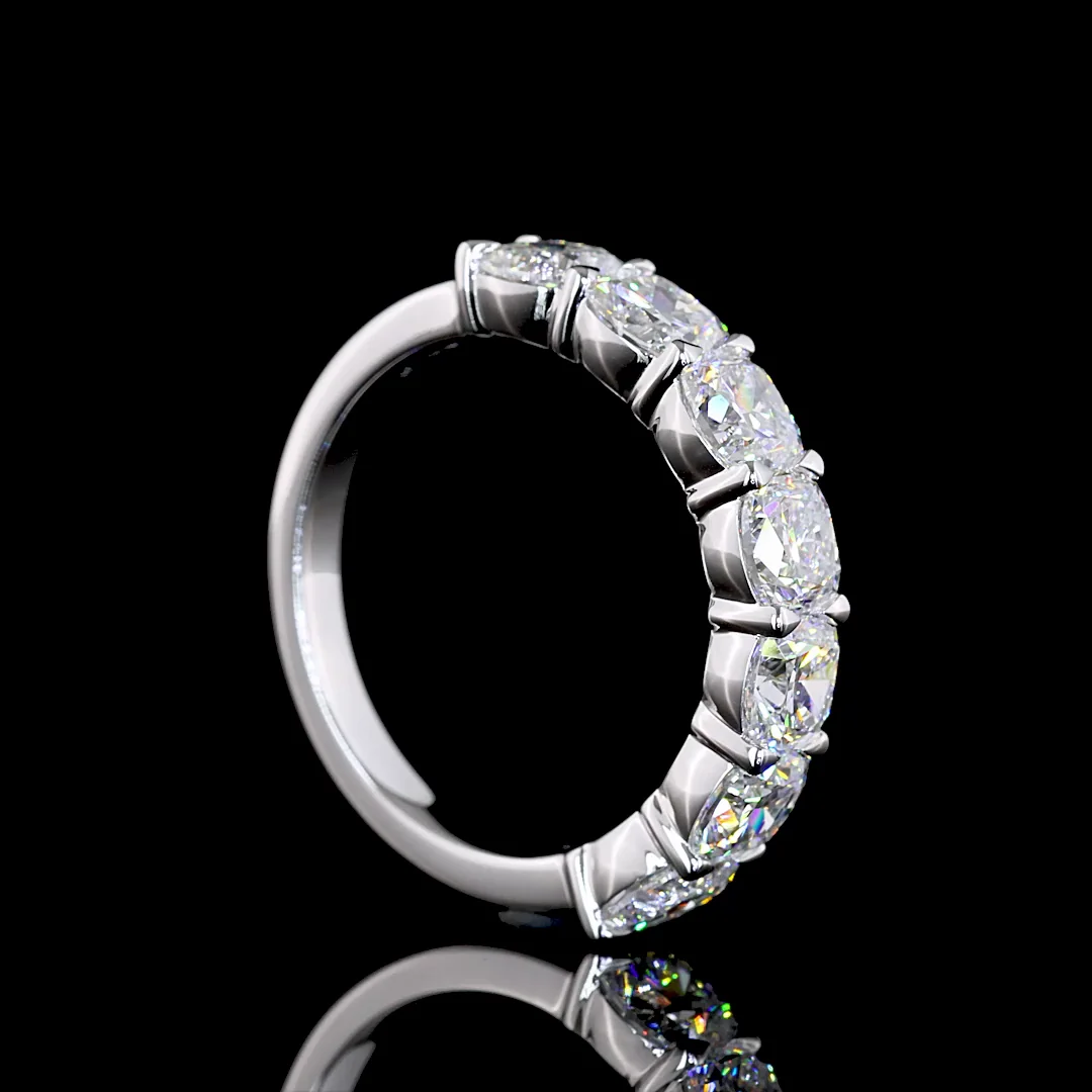 3.21 Cts 14k White Gold Square Cushion Brilliant Shape 7 Stones Eternity Band - Image 2