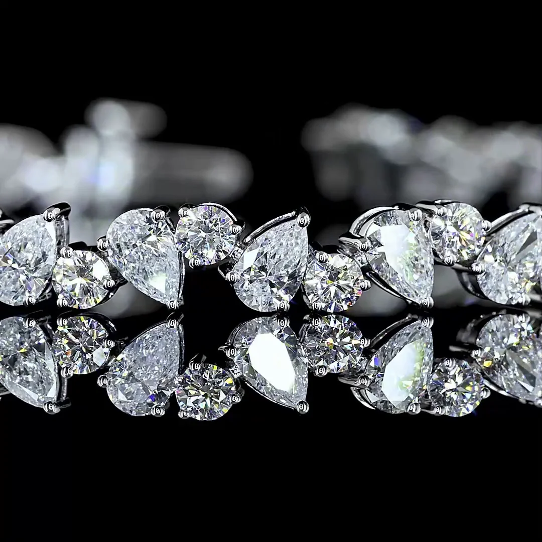 5.76 Cts 14k White Gold Mix Shape Special Bracelet - Image 2