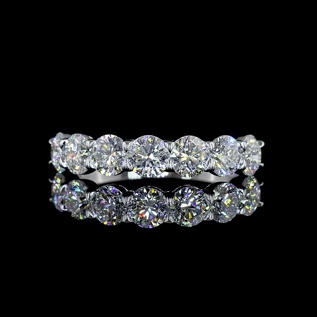 1.97 Cts 14k White Gold Round Shape 7 Stones Eternity Band - Video