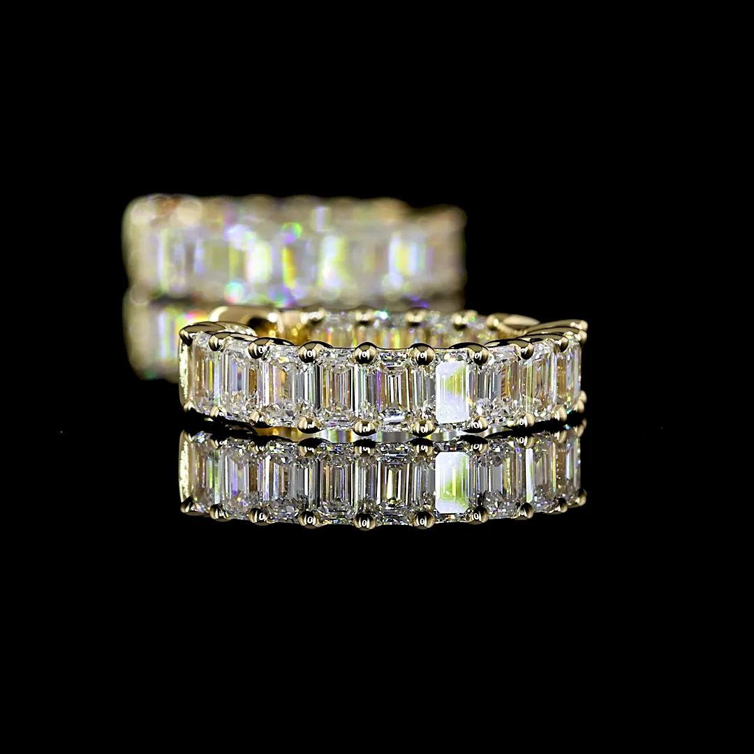 1.48 Cts 14k Yellow Gold Emerald Shape Huggies Earring - Image 4