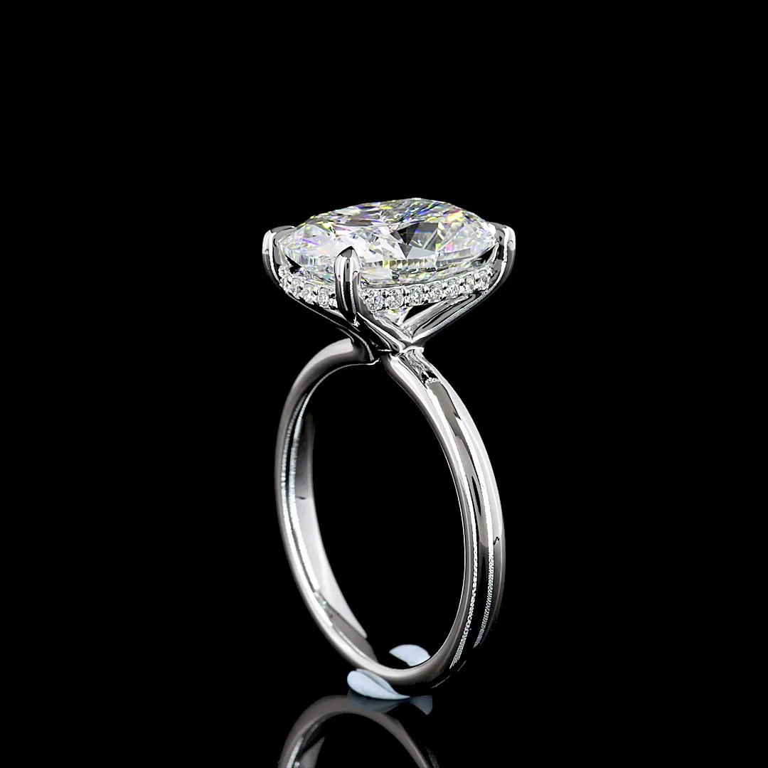 5.13 Cts 14k White Gold Cushion Brilliant Shape Hidden Halo Ring - Image 2