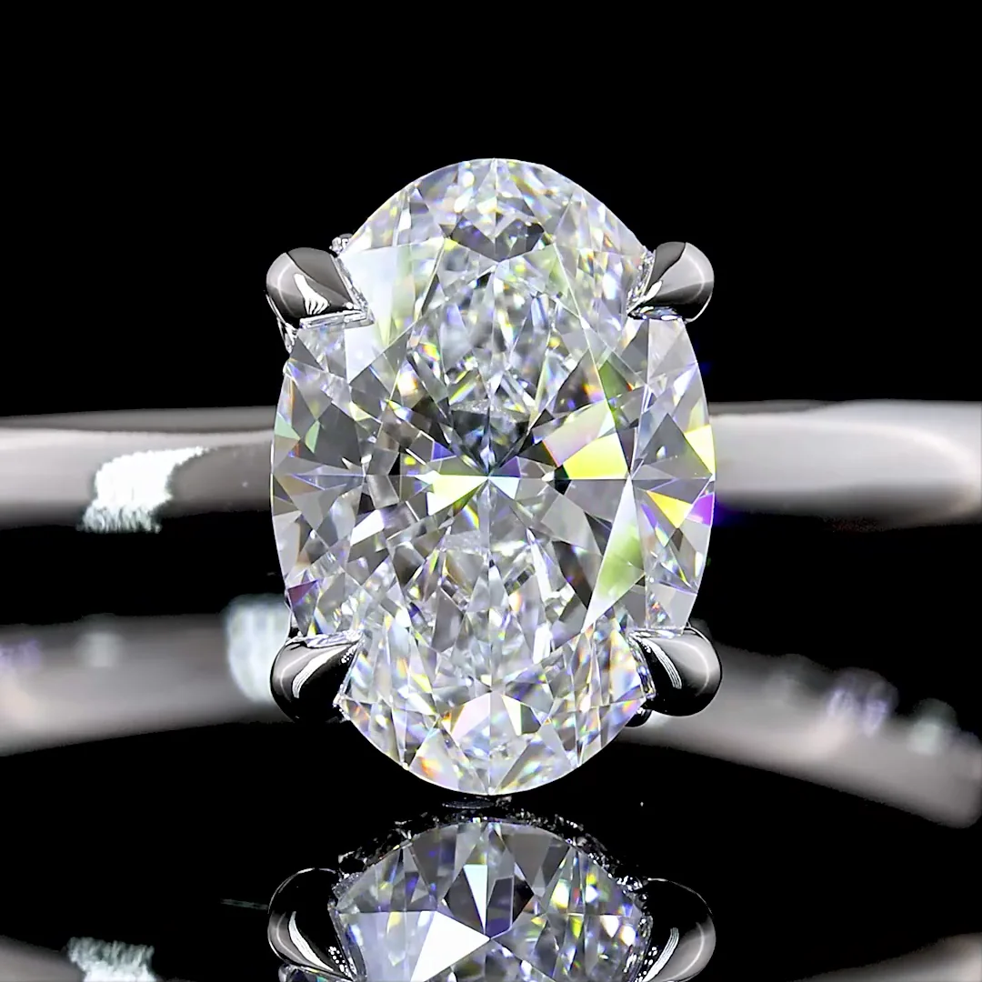 1.07 Cts 14k White Gold Oval Shape Hidden Halo Ring - Image 3