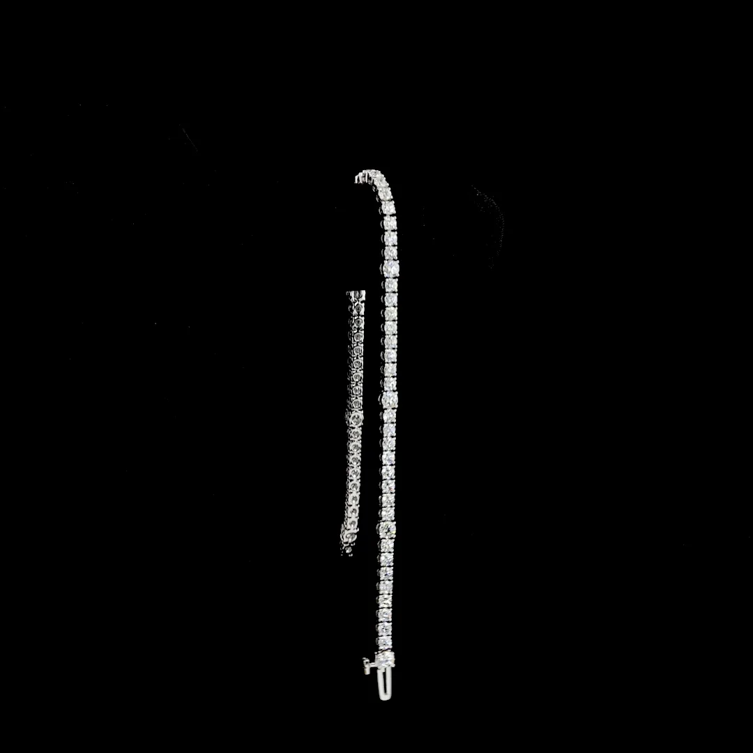 3.81 Cts 14k White Gold Round Shape Station Line Tennis Bracelet - Image 3