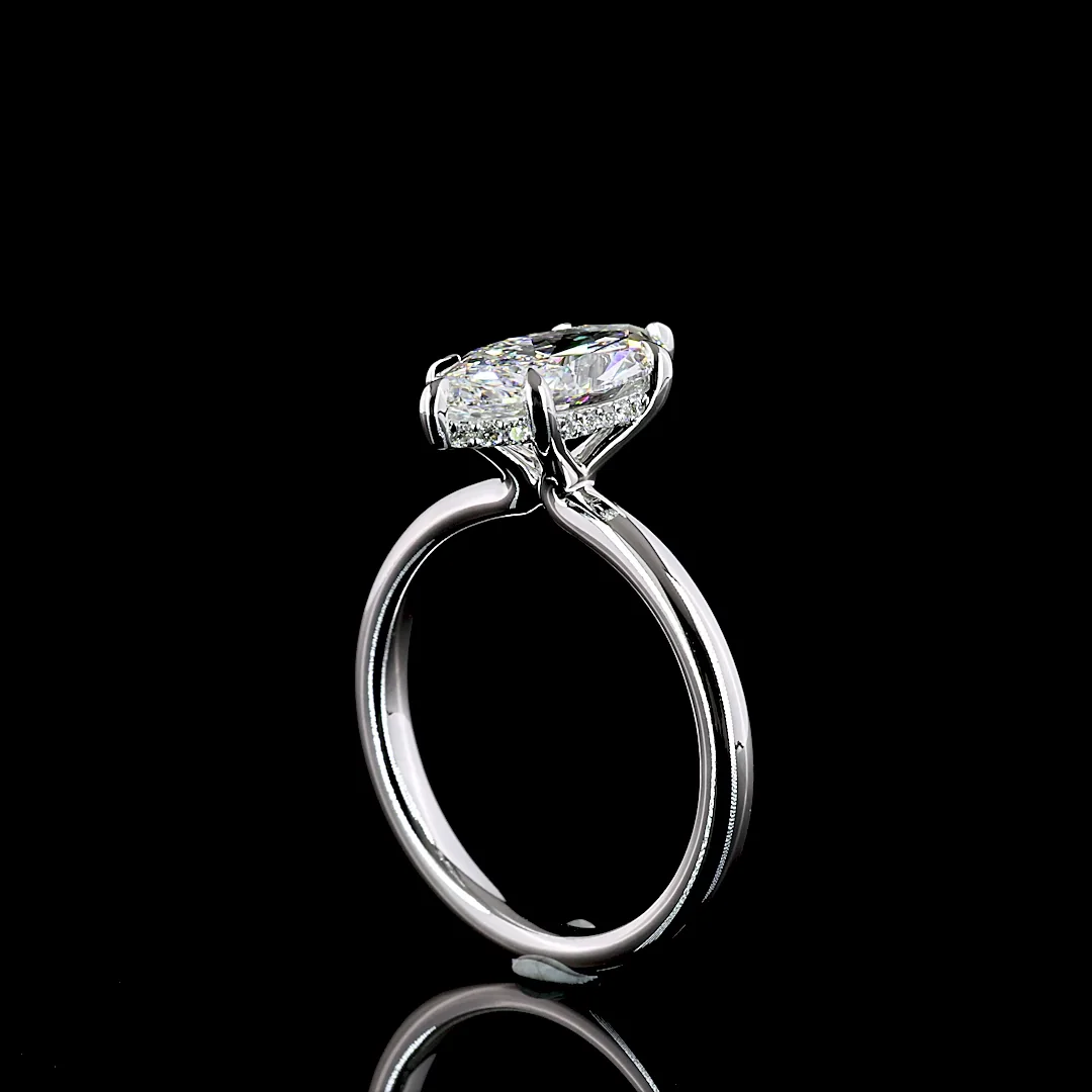 2.24 Cts 14k White Gold Marquise Shape Hidden Halo Ring - Image 2
