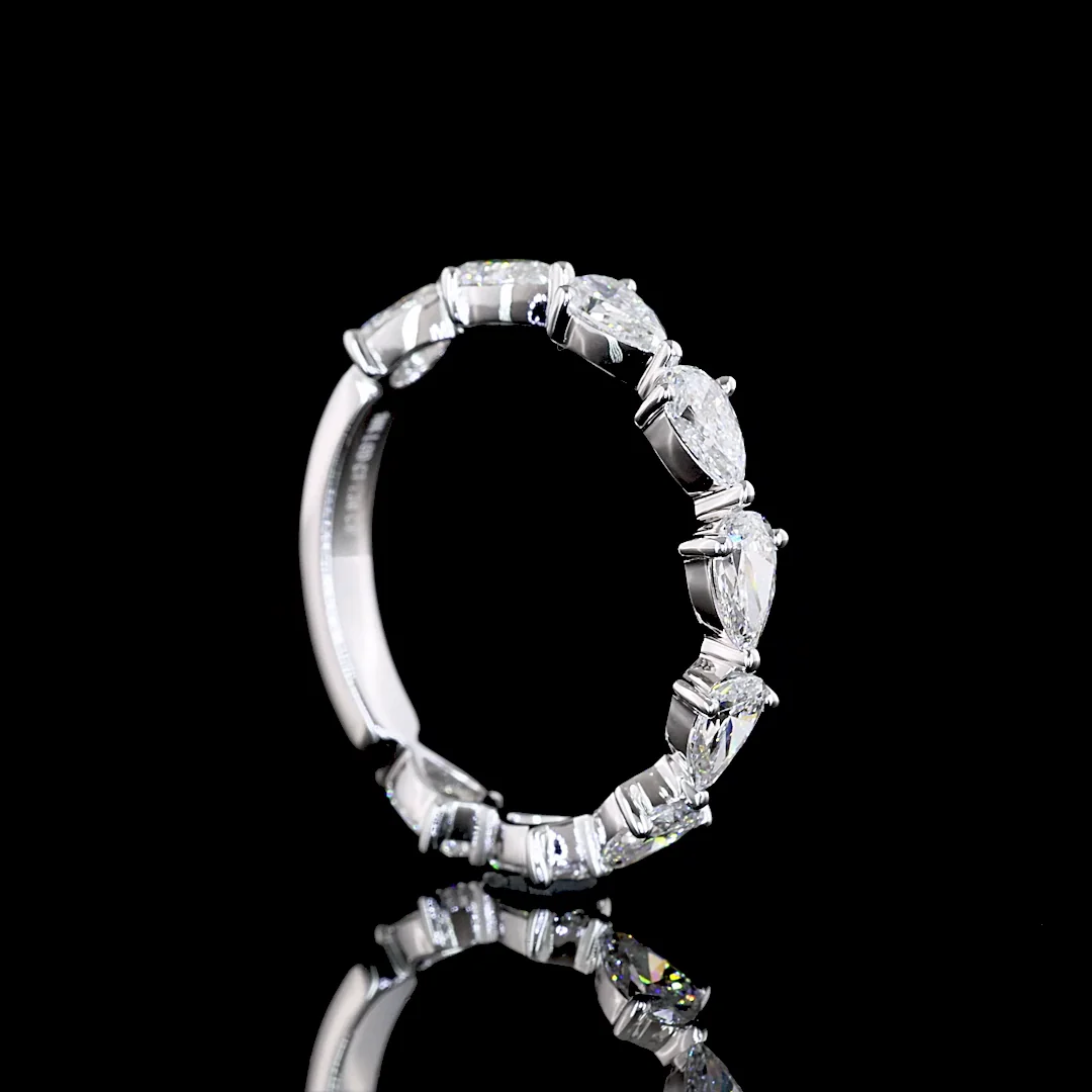 1.27 Cts 18k White Gold Pear Shape 3/4 Band Eternity Band - Image 2