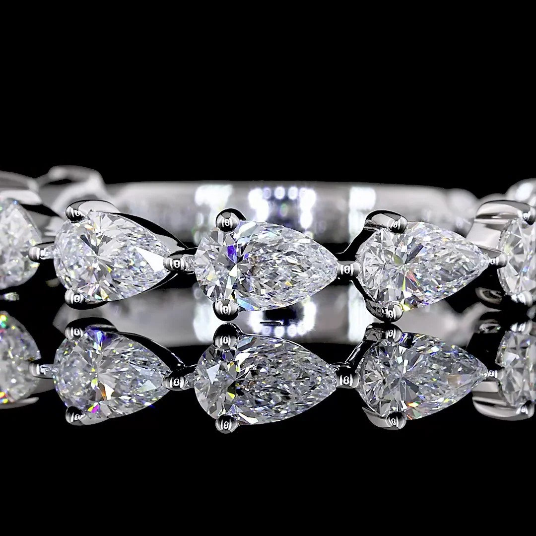 1.27 Cts 18k White Gold Pear Shape 3/4 Band Eternity Band - Image 3