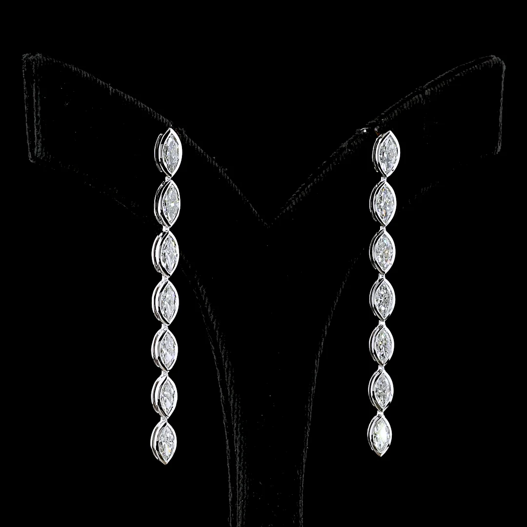 3.51 Cts 14k White Gold Marquise Shape Hanging Earring - Image 4