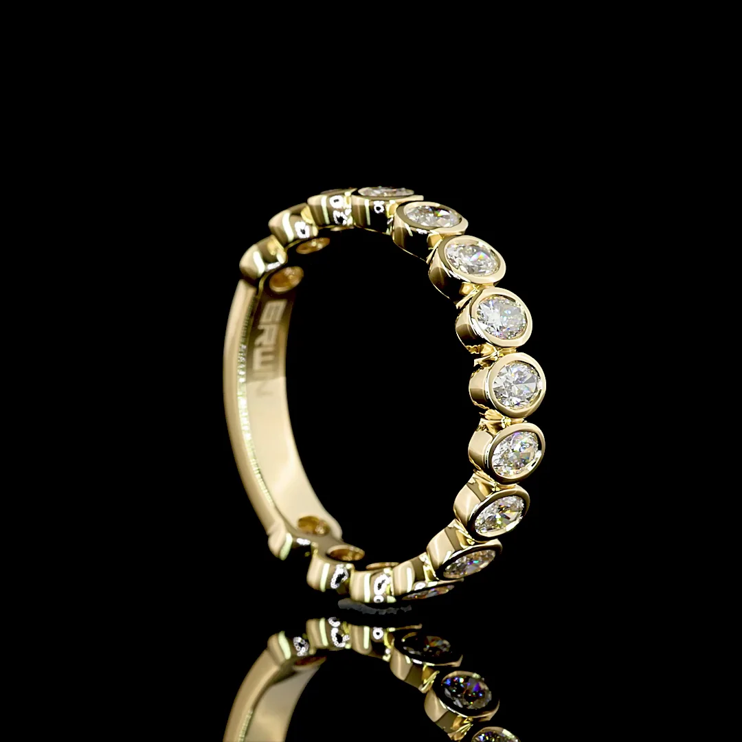 1.07 Cts 14k Yellow Gold Oval Shape 3/4 Band Eternity Band - Image 2