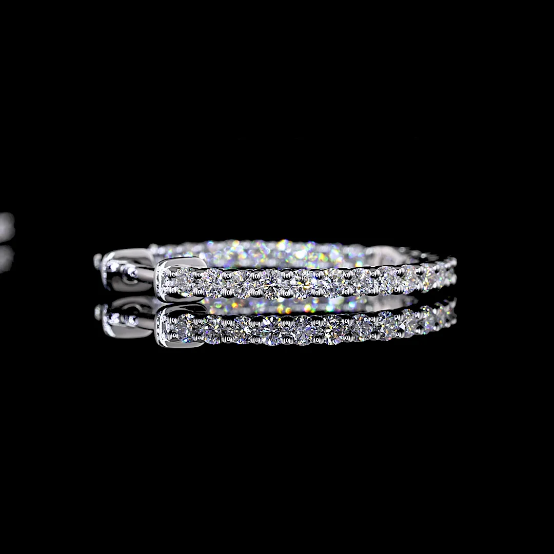 1.03 Cts 14k White Gold Round Shape Hoops Earring - Image 2