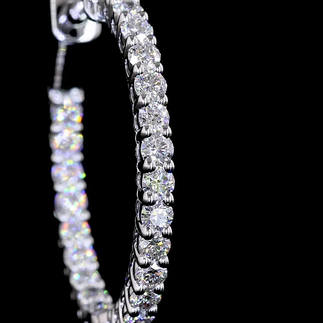 1.03 Cts 14k White Gold Round Shape Hoops Earring - Image 3