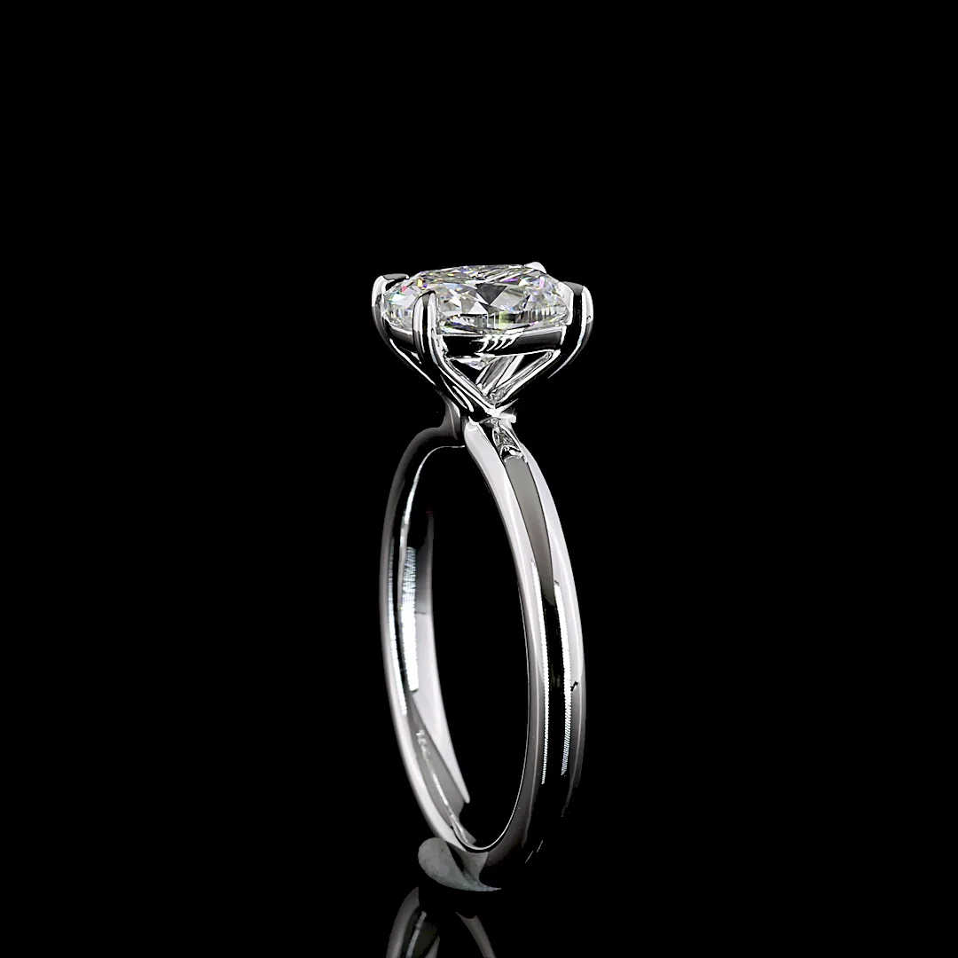 1.52 Cts 14k White Gold Cushion Brilliant Shape Solitaire Ring - Image 2