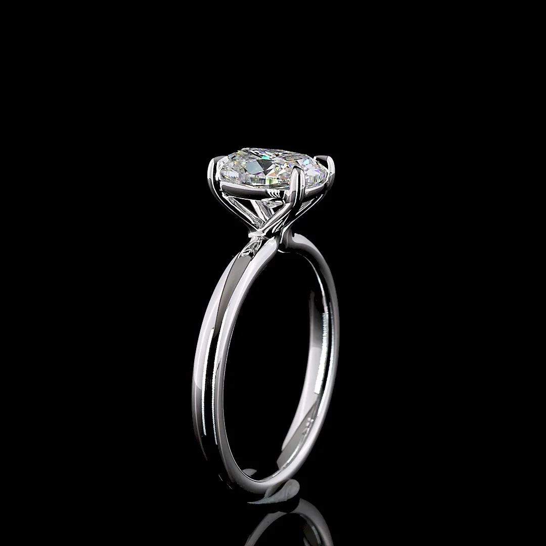 1.52 Cts 14k White Gold Cushion Brilliant Shape Solitaire Ring - Image 4