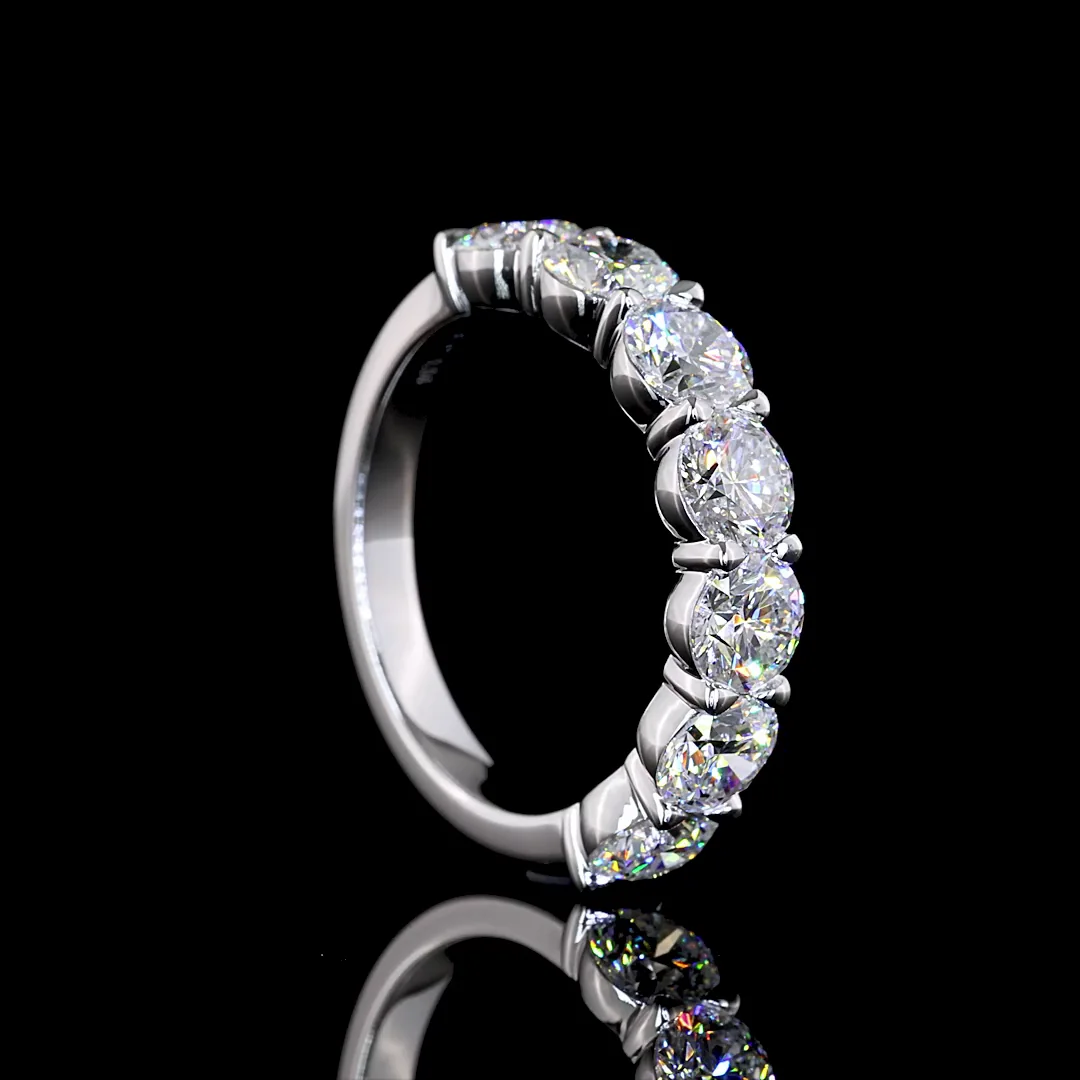 3.04 Cts 14k White Gold Round Shape 7 Stones Eternity Band - Image 2