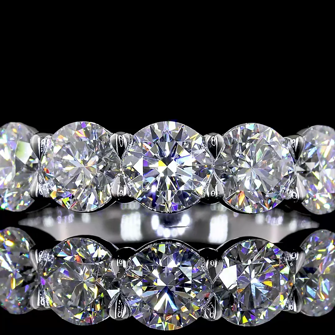 3.04 Cts 14k White Gold Round Shape 7 Stones Eternity Band - Image 3