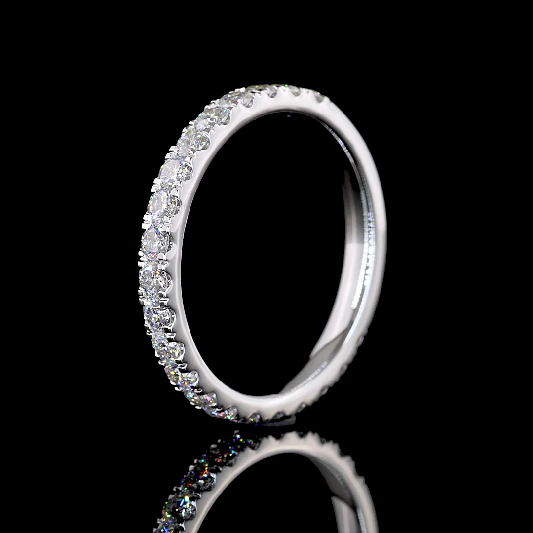 0.85 Cts 18k White Gold Round Shape 3/4 Band Eternity Band - Image 4